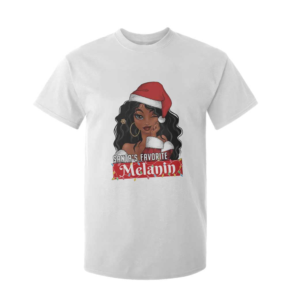 African American Christmas T Shirt For Kid Santa's Favorite Melanin Black Santa Girl