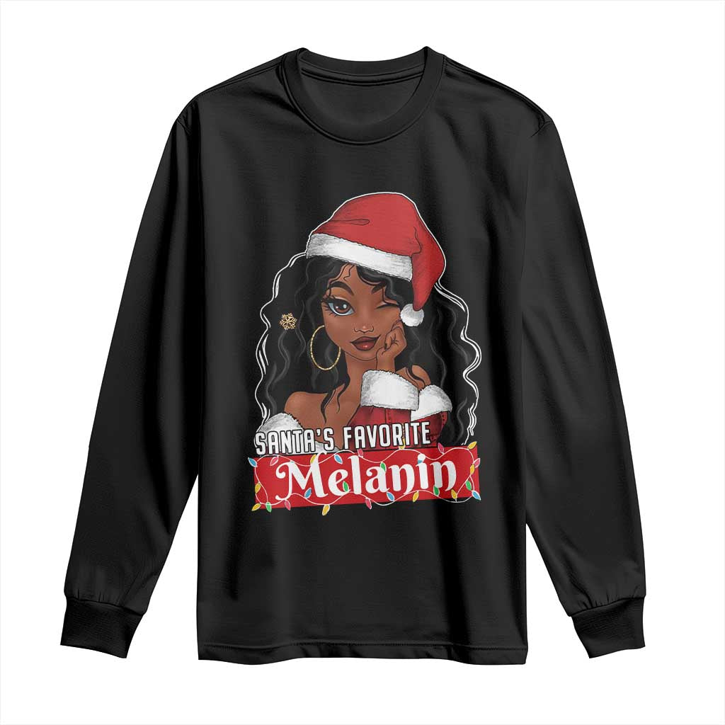 African American Christmas Long Sleeve Shirt Santa's Favorite Melanin Black Santa Girl