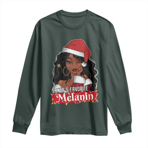 African American Christmas Long Sleeve Shirt Santa's Favorite Melanin Black Santa Girl