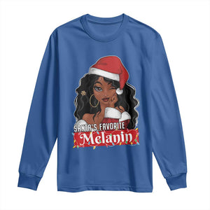 African American Christmas Long Sleeve Shirt Santa's Favorite Melanin Black Santa Girl