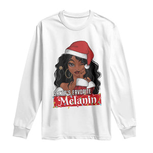 African American Christmas Long Sleeve Shirt Santa's Favorite Melanin Black Santa Girl