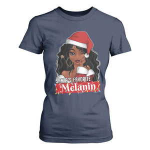 African American Christmas T Shirt For Women Santa's Favorite Melanin Black Santa Girl