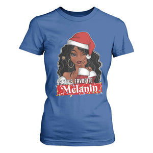 African American Christmas T Shirt For Women Santa's Favorite Melanin Black Santa Girl