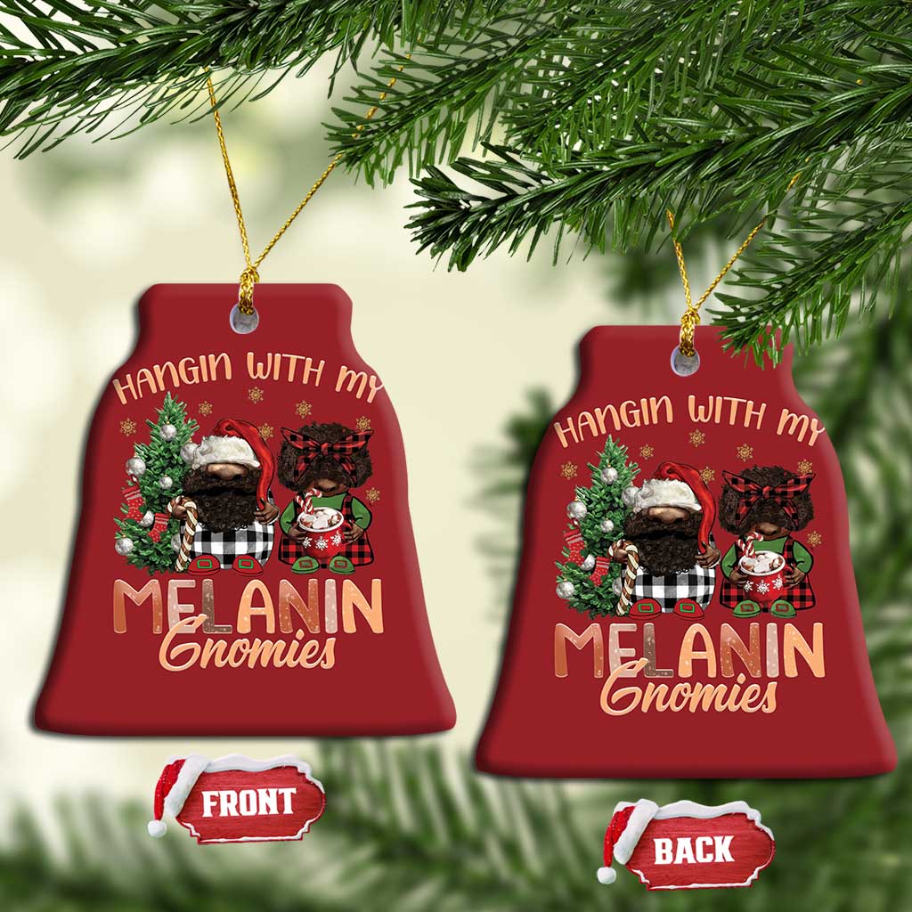 Funny Xmas African American Christmas Ornament Hangin With My Melanin Gnomies Afro Gnomes