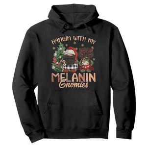 Funny Christmas African American Hoodie Hangin With My Melanin Gnomies Afro Gnomes