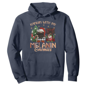 Funny Christmas African American Hoodie Hangin With My Melanin Gnomies Afro Gnomes