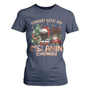 Funny Christmas African American T Shirt For Women Hangin With My Melanin Gnomies Afro Gnomes