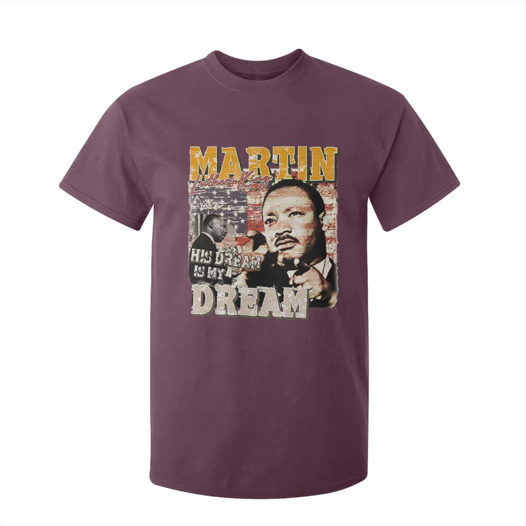 MLK Day His Dream Is My Dream T Shirt For Kid Martin Luther King Vintage American Flag Black History Month