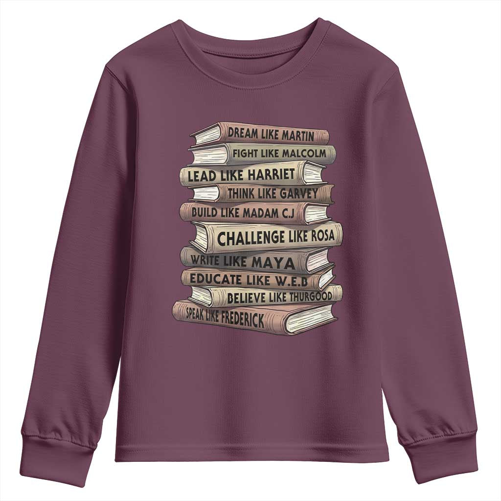 Black History Month African American Leaders Teacher Book Lover Youth Sweatshirt