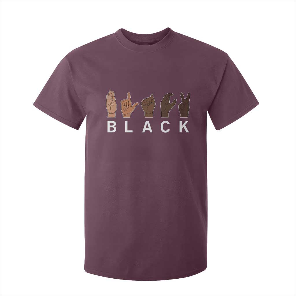 Black Asl Sign Language Hands Signs African American Month T Shirt For Kid