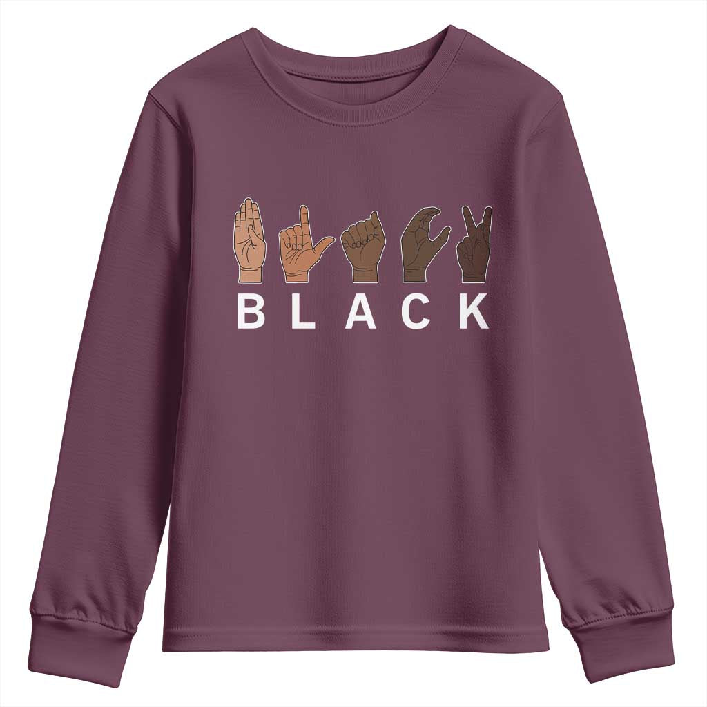 Black Asl Sign Language Hands Signs African American Month Youth Sweatshirt