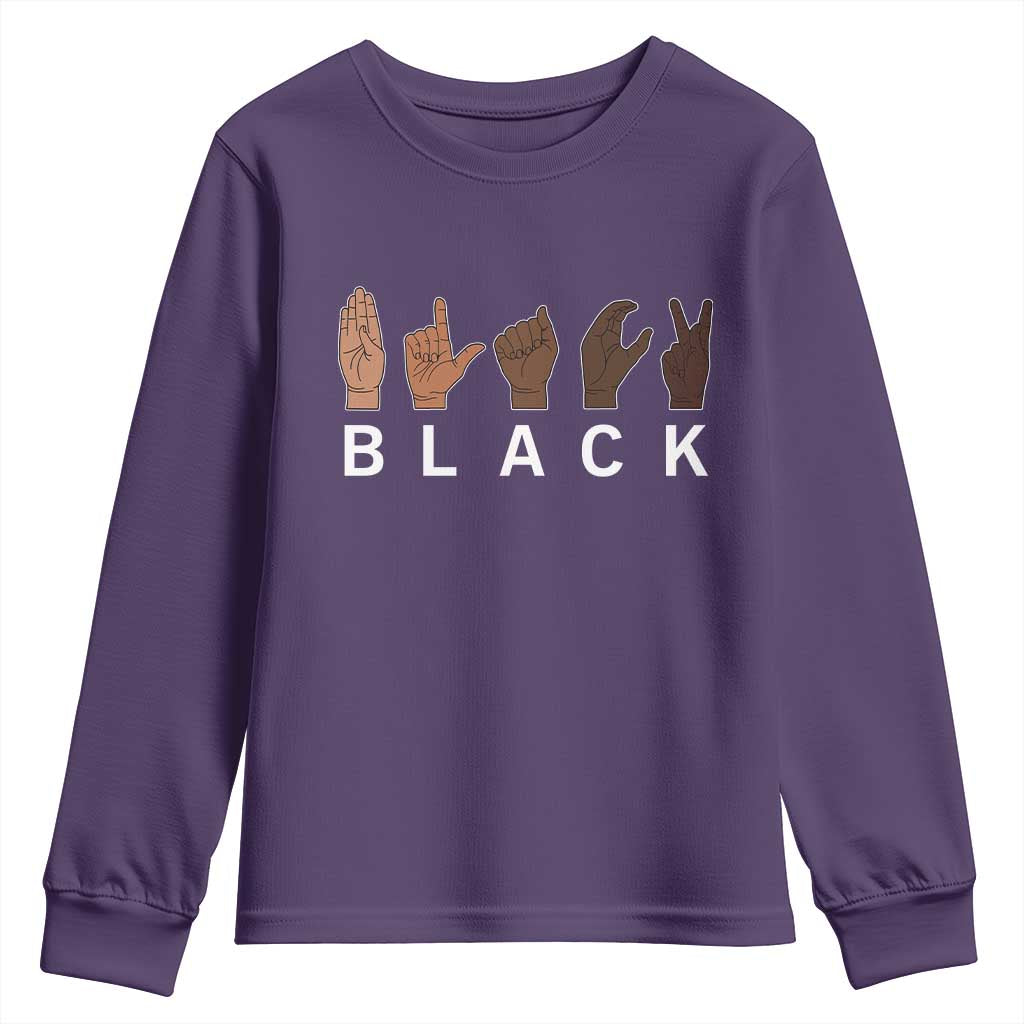 Black Asl Sign Language Hands Signs African American Month Youth Sweatshirt