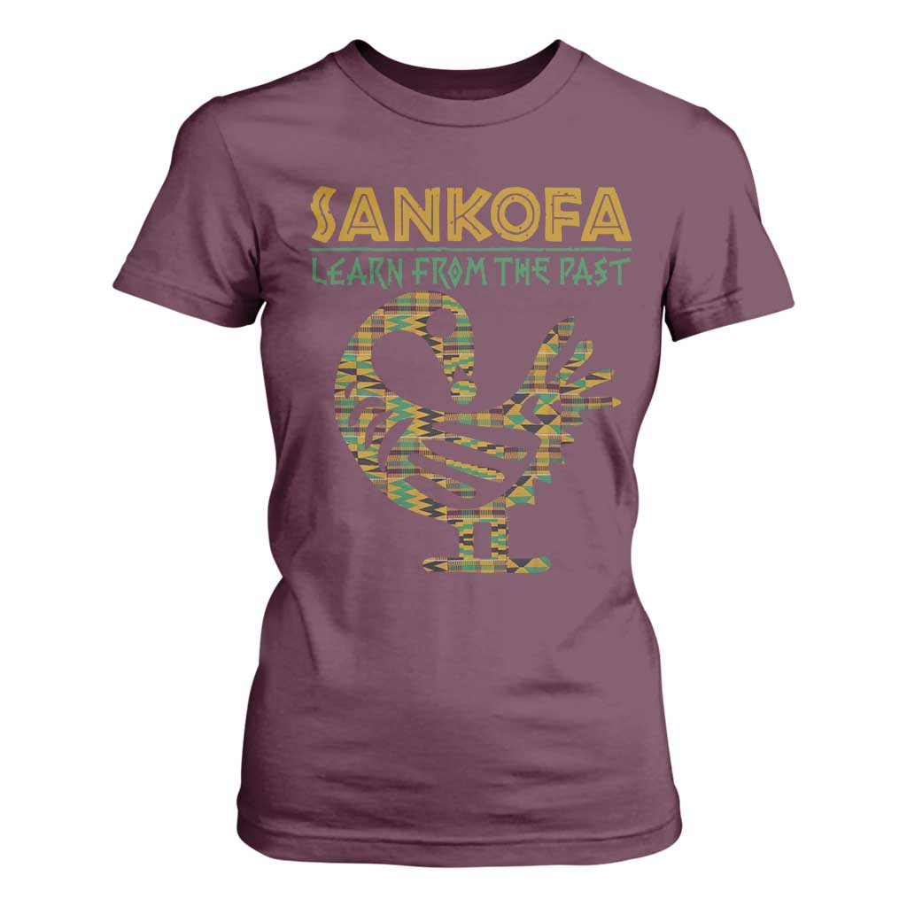 Sankofa Learn From The Past T Shirt For Women African Bird Black History Akan Pattern