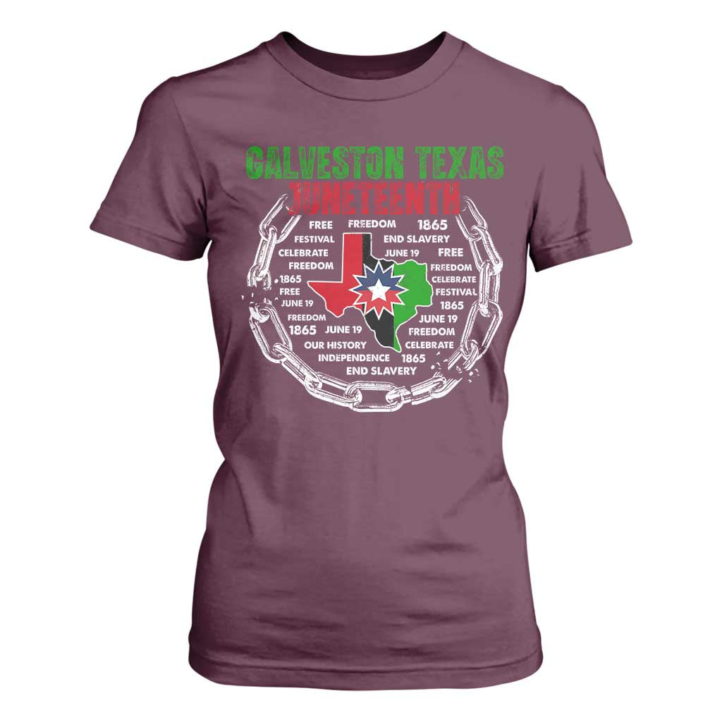 Juneteenth Galveston Texas T Shirt For Women Break The Chain Freedom Since 1865