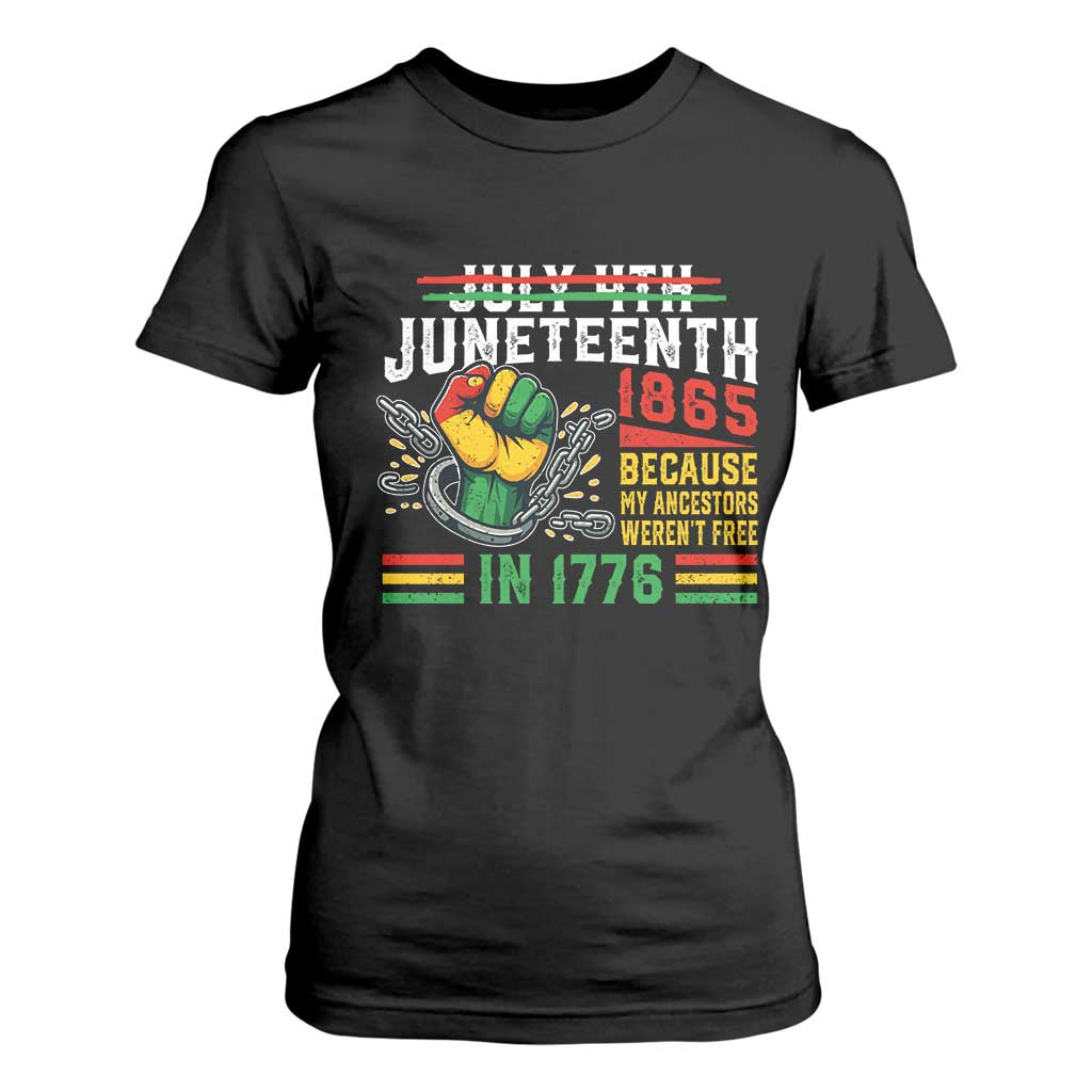 Juneteenth 1865 Because My Ancestors Weren't Free In 1776 T Shirt For Women Break The Chains