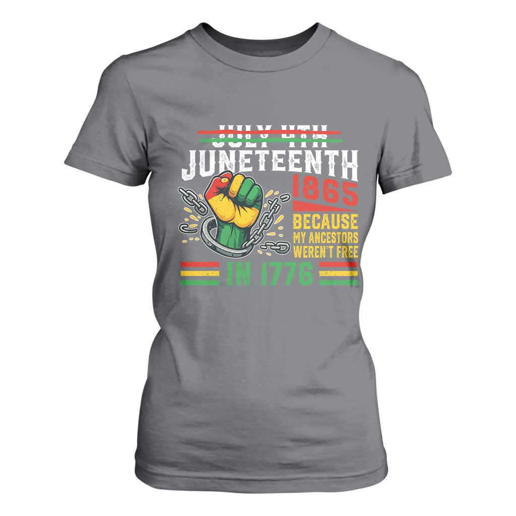 Juneteenth 1865 Because My Ancestors Weren't Free In 1776 T Shirt For Women Break The Chains