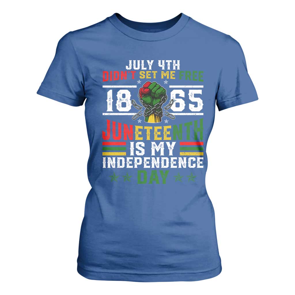 July 4th Didn't Set Me Free 1865 Juneteenth Is My Independence Day T Shirt For Women