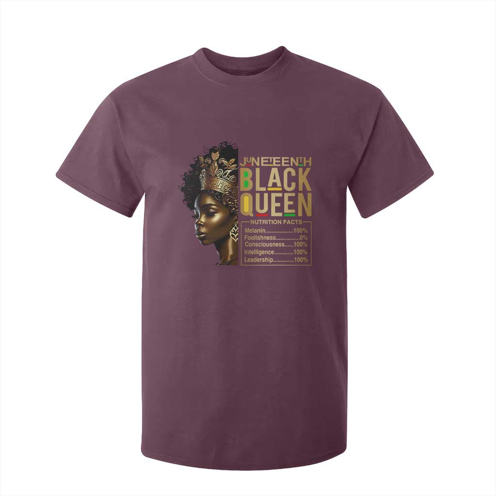 Juneteenth Black Queen Nutritional Facts T Shirt For Kid Afro Melanin Queen