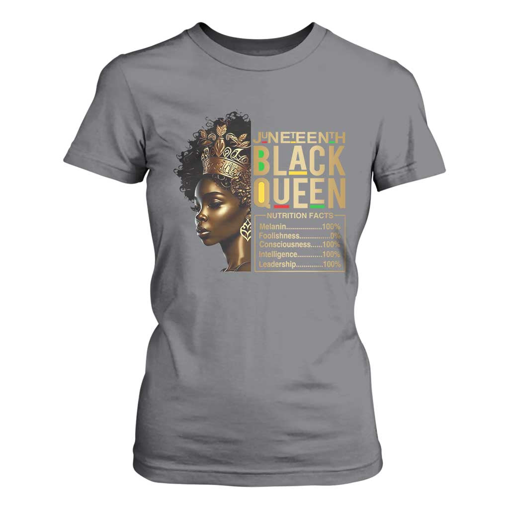 Juneteenth Black Queen Nutritional Facts T Shirt For Women Afro Melanin Queen