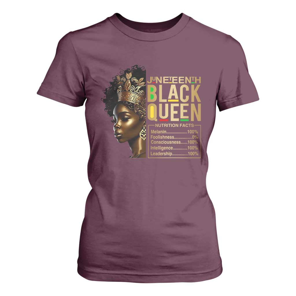 Juneteenth Black Queen Nutritional Facts T Shirt For Women Afro Melanin Queen
