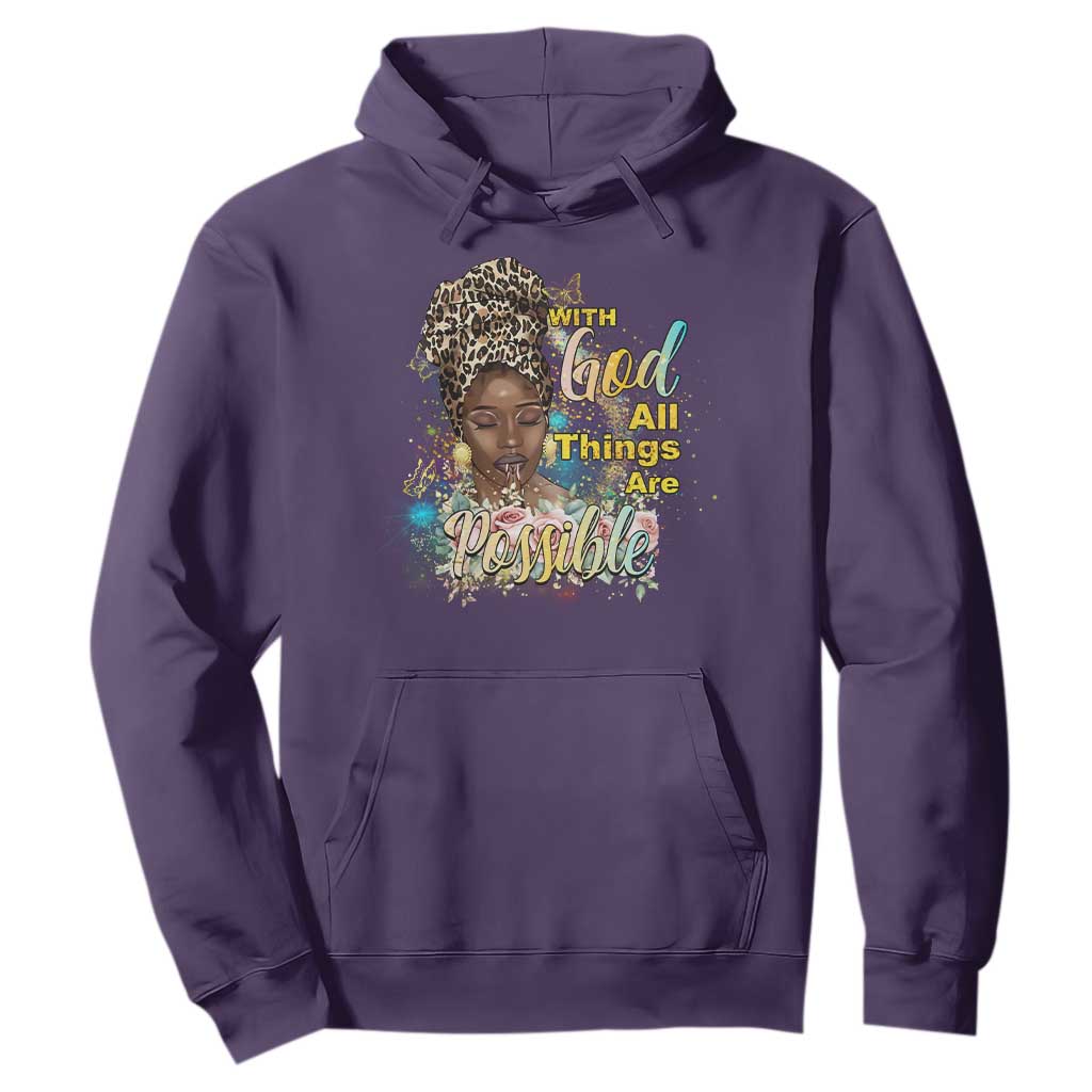 Christian African American Hoodie With God All Things Are Possible Black Prayer