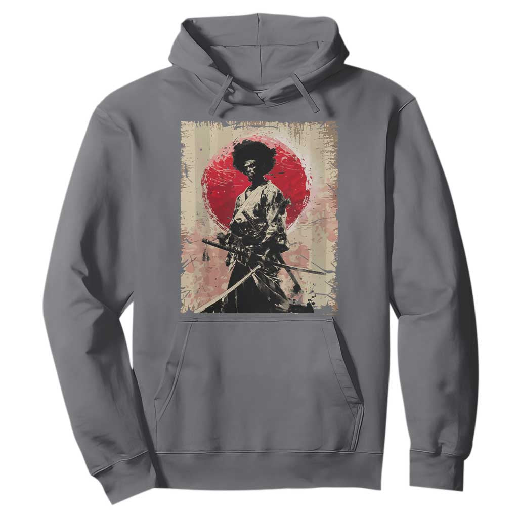 Funny African America Samurai Hoodie Japanese Art Black Warrior Fighter