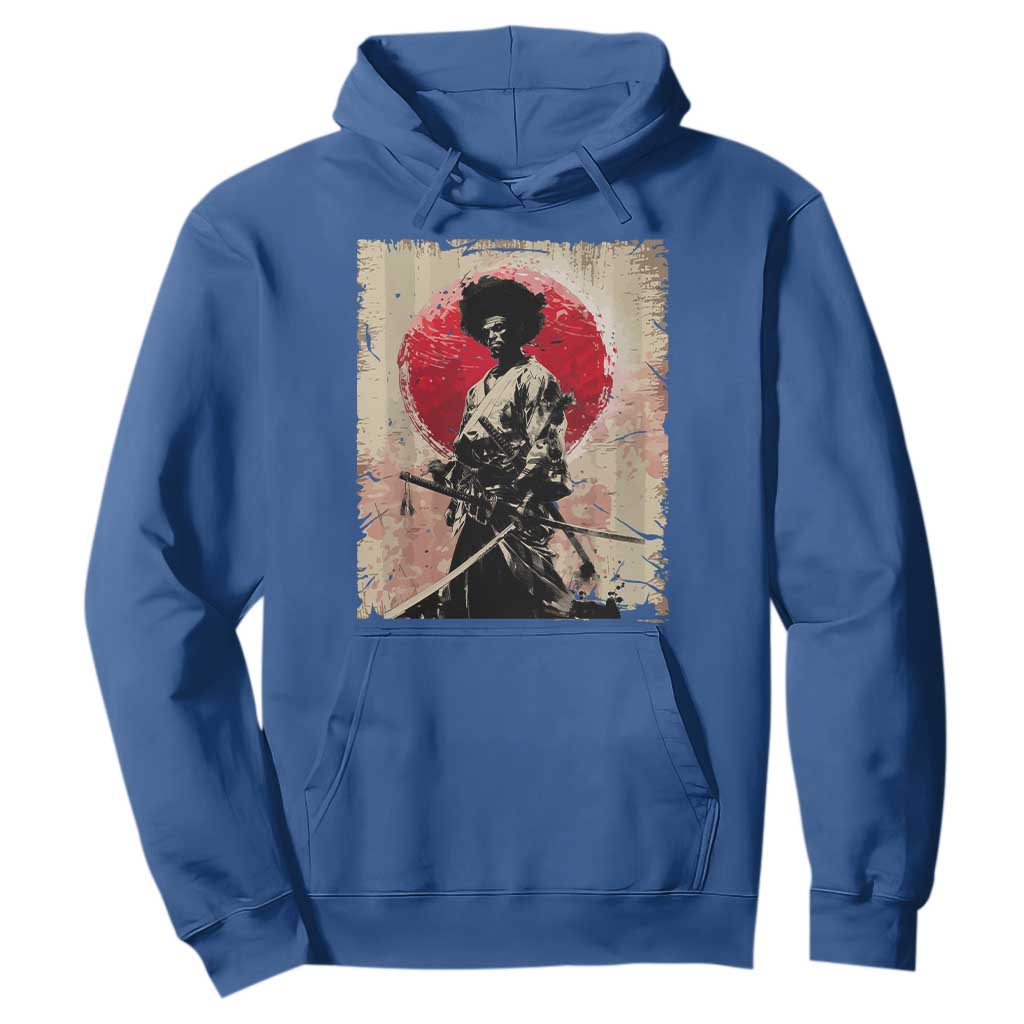 Funny African America Samurai Hoodie Japanese Art Black Warrior Fighter