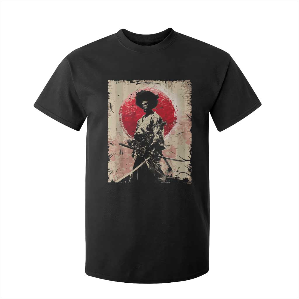 Funny African America Samurai T Shirt For Kid Japanese Art Black Warrior Fighter