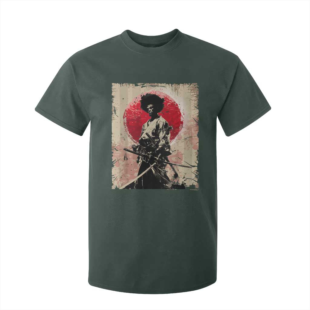 Funny African America Samurai T Shirt For Kid Japanese Art Black Warrior Fighter