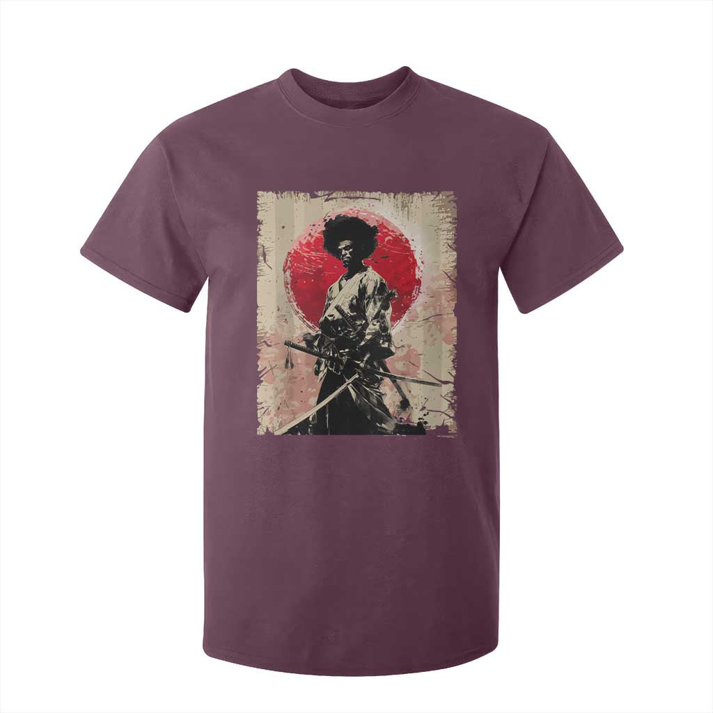 Funny African America Samurai T Shirt For Kid Japanese Art Black Warrior Fighter