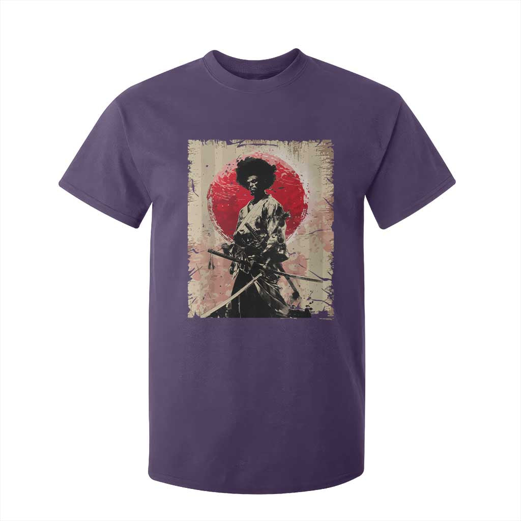 Funny African America Samurai T Shirt For Kid Japanese Art Black Warrior Fighter