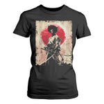 Funny African America Samurai T Shirt For Women Japanese Art Black Warrior Fighter