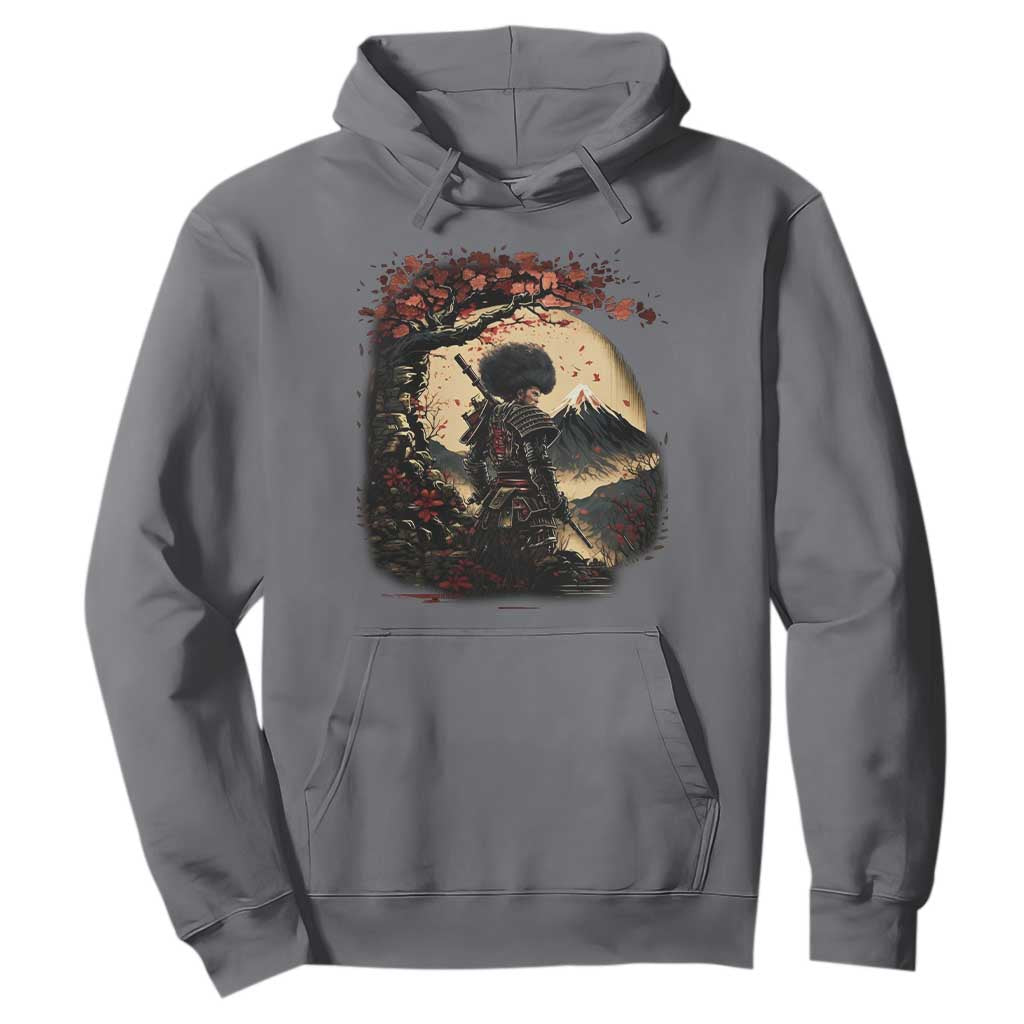 Funny African America Samurai Hoodie Japanese Art Black Warrior Sakura