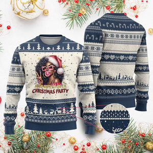 Funny Ain't Nothin' But A Xmas Party Ugly Christmas Sweater African American Christmas Black Melanin Santa Girl