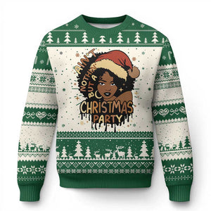 Funny Ain't Nothing But A Xmas Party Ugly Christmas Sweater African American Christmas Santa Black Melanin Girl