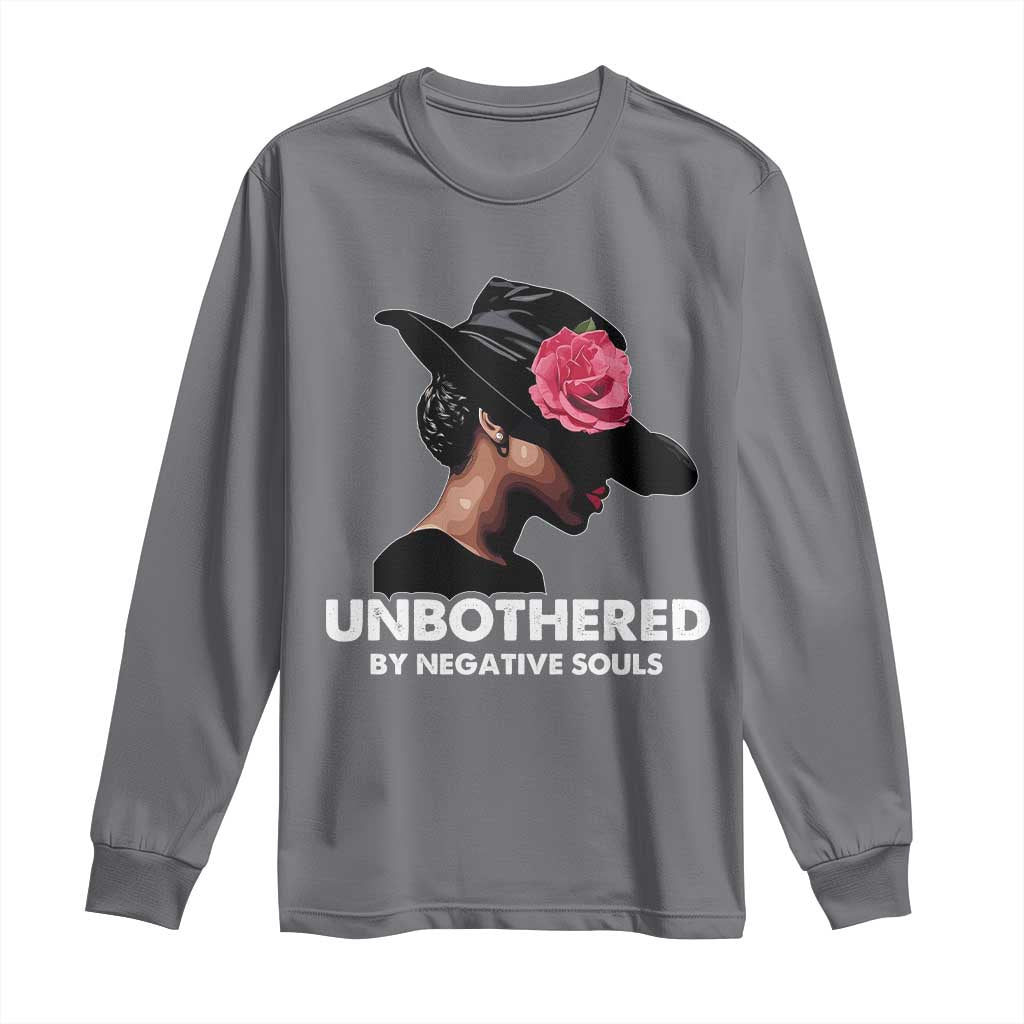 Funny African American Long Sleeve Shirt Unbothered By Negative Souls Afro Girl