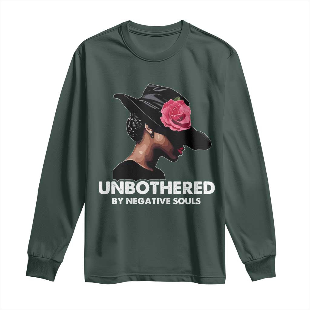 Funny African American Long Sleeve Shirt Unbothered By Negative Souls Afro Girl
