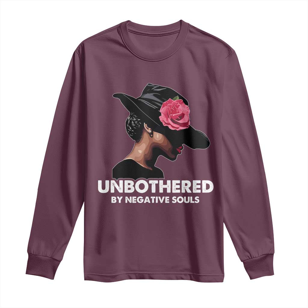 Funny African American Long Sleeve Shirt Unbothered By Negative Souls Afro Girl