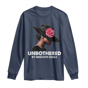 Funny African American Long Sleeve Shirt Unbothered By Negative Souls Afro Girl