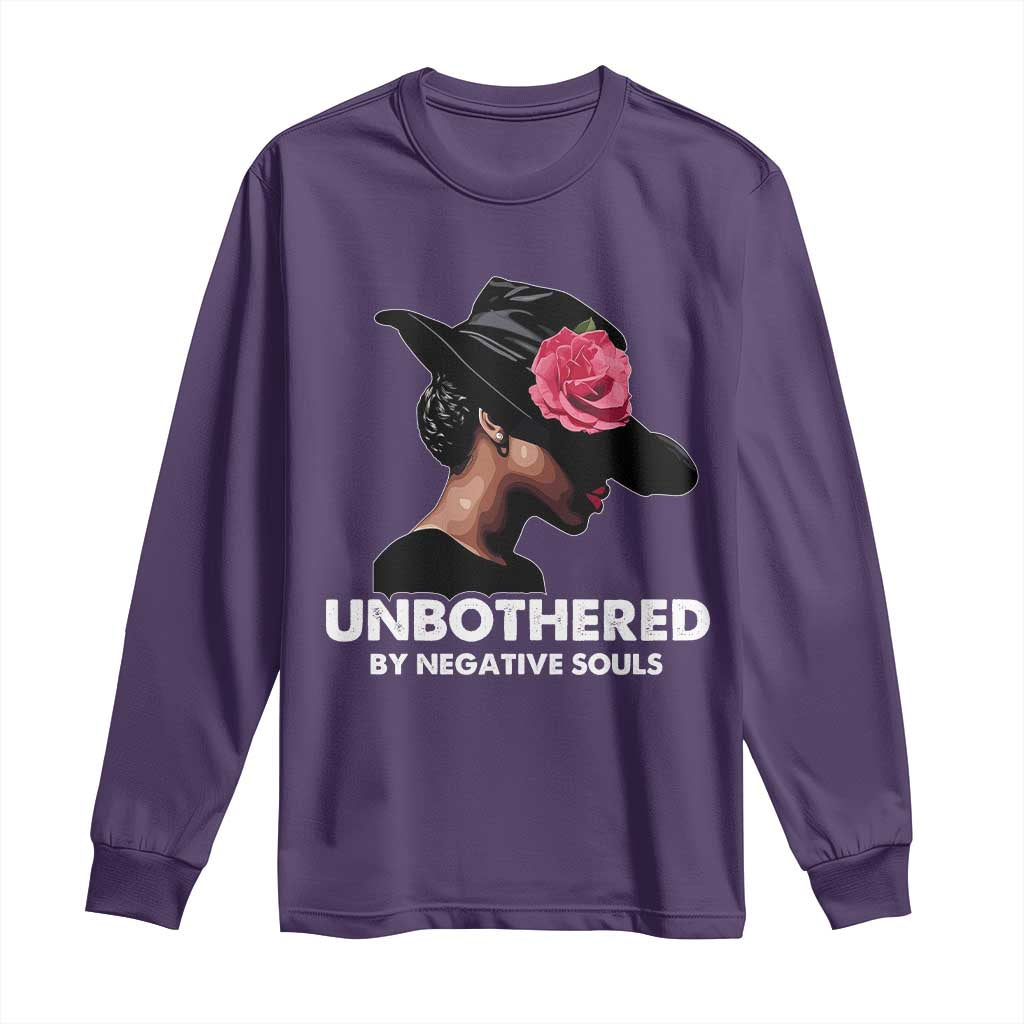 Funny African American Long Sleeve Shirt Unbothered By Negative Souls Afro Girl