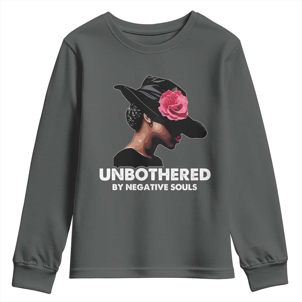 Funny African American Youth Sweatshirt Unbothered By Negative Souls Afro Girl