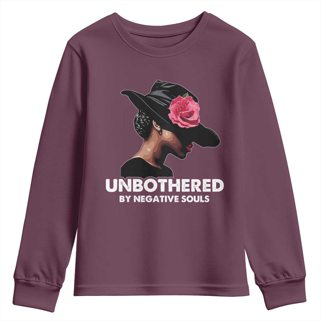 Funny African American Youth Sweatshirt Unbothered By Negative Souls Afro Girl