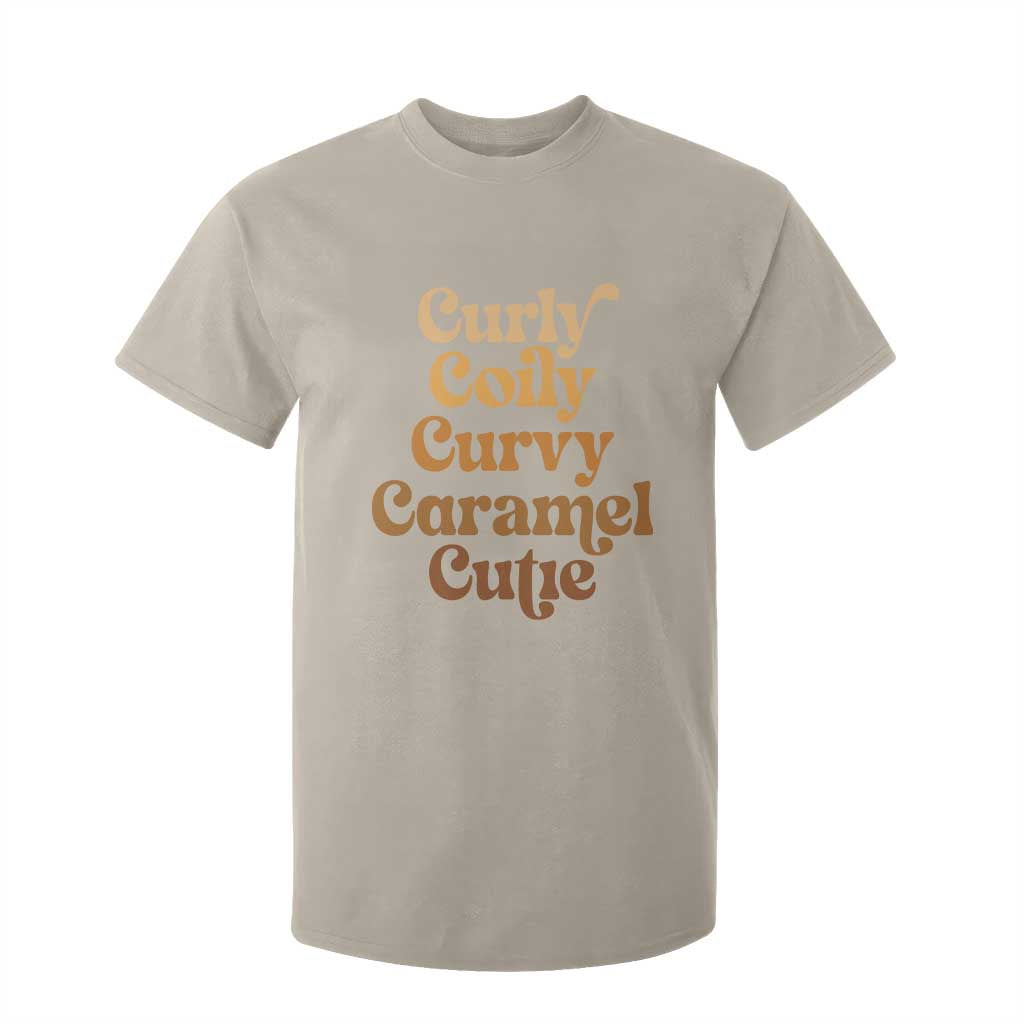 Afro Melanin Black Hair T Shirt For Kid Curly Coily Curvy Caramel Cutie