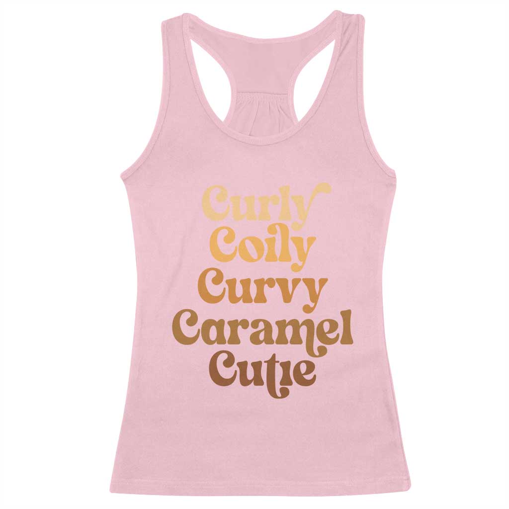 Afro Melanin Black Hair Racerback Tank Top Curly Coily Curvy Caramel Cutie