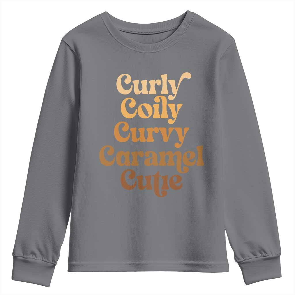 Afro Melanin Black Hair Youth Sweatshirt Curly Coily Curvy Caramel Cutie