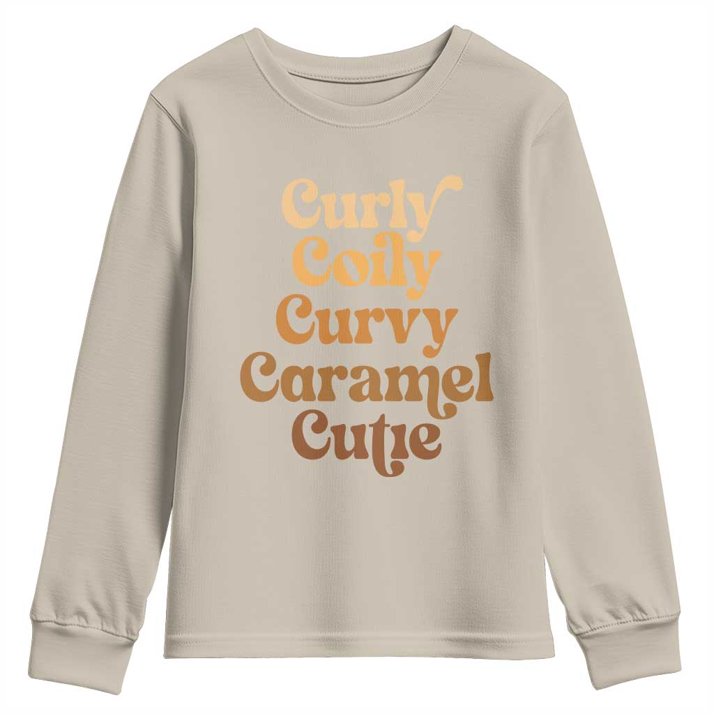 Afro Melanin Black Hair Youth Sweatshirt Curly Coily Curvy Caramel Cutie