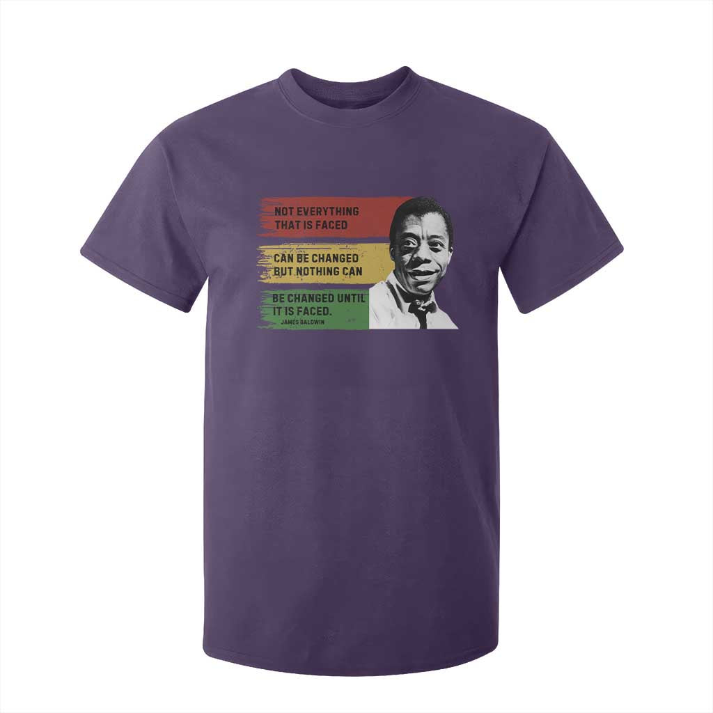 James Baldwin Inspirational Quotes T Shirt For Kid Not Everything That Is Faced Can Be Changed But Nothing Can Be Changed Until It Is Faced