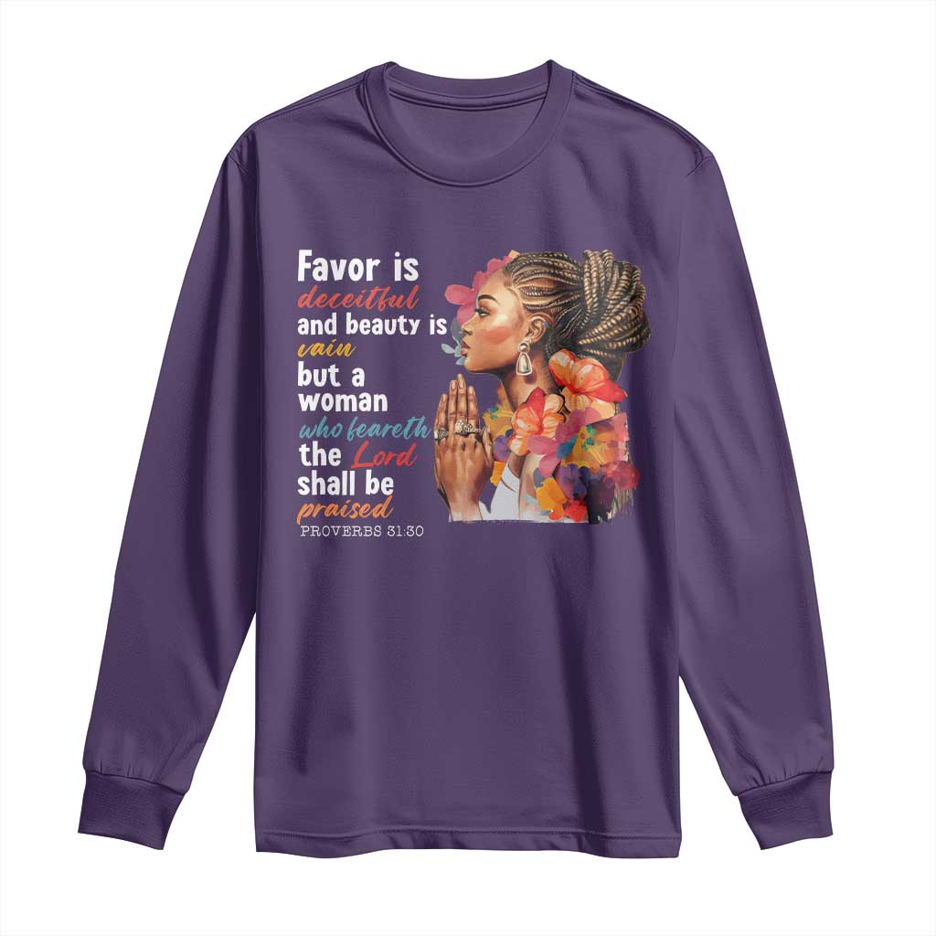 Christian African American Long Sleeve Shirt Favor Is Deceitful And Beauty Is Vain