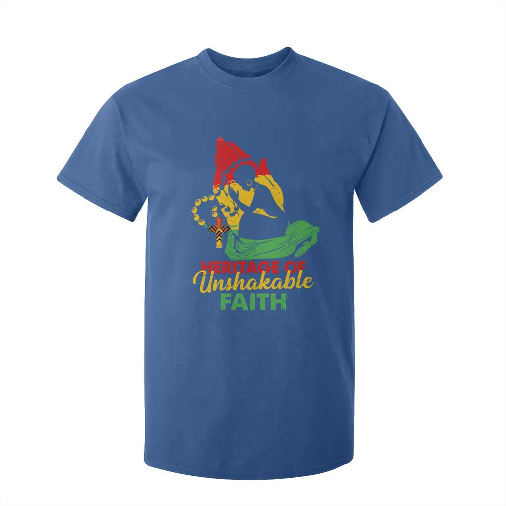 Christian African American T Shirt For Kid Heritage Of Unshakable Faith Black History Month