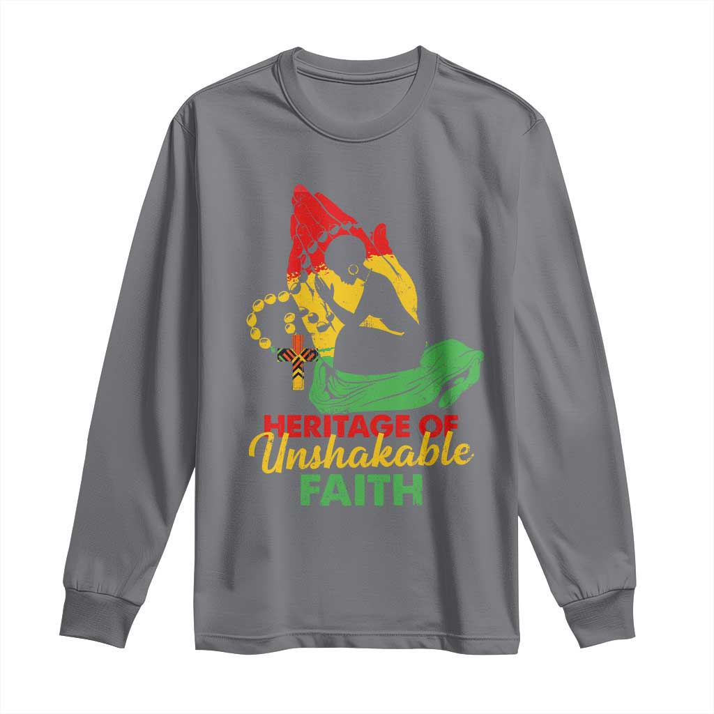 Christian African American Long Sleeve Shirt Heritage Of Unshakable Faith Black History Month